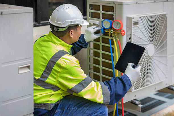 Professional Air Conditioning Repair technician working in Milburn, OK